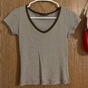 Brandy Melville Brown and White striped top